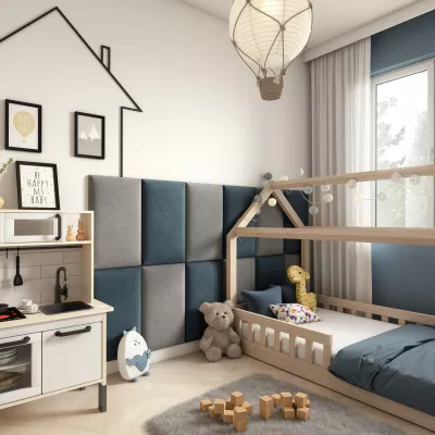 Set gepolsterter Paneele 180x100 VALERIO - Hellblau / Hellgrau