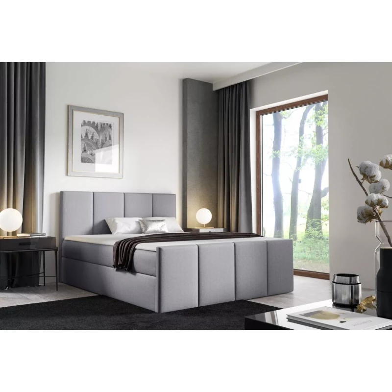 Bett mit Matratze und Lattenrost LOLA - 180x220, grau 2 + Topper GRATIS