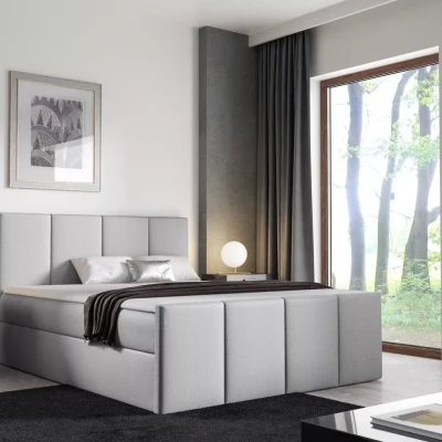 Bett mit Matratze und Lattenrost LOLA – 180 x 220 cm, hellgrau + Matratzenauflage GRATIS
