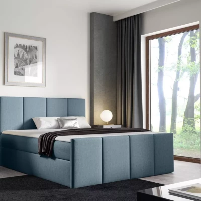 Bett mit Matratze und Lattenrost LOLA – 160 x 220 cm, blau 2 + Matratzenauflage GRATIS