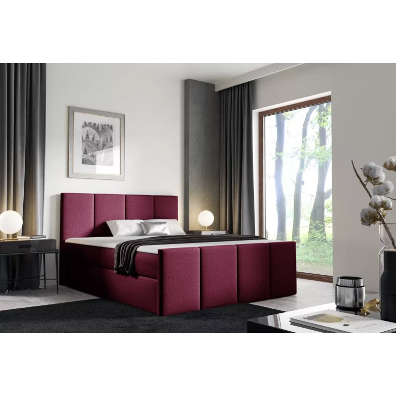 Bett mit Matratze und Lattenrost LOLA – 160 x 220 cm, rot 2 + Matratzenauflage GRATIS