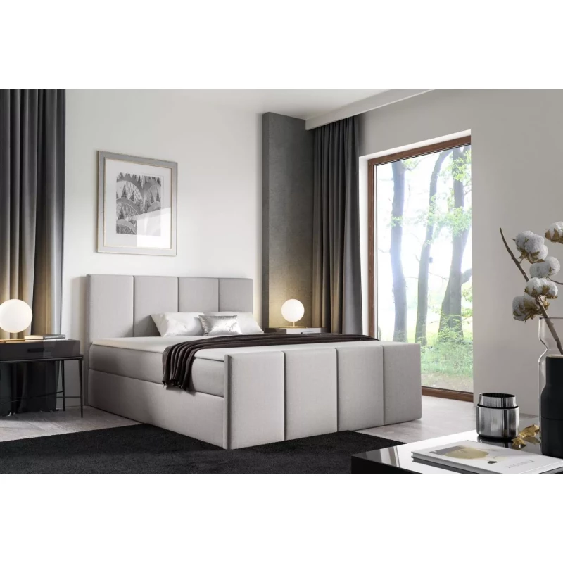 Bett mit Matratze und Lattenrost LOLA – 160 x 220 cm, beige 1 + GRATIS Matratzenauflage