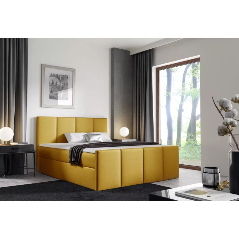 Bett mit Matratze und Lattenrost LOLA – 160 x 220 cm, gelb 1 + GRATIS Matratzenauflage