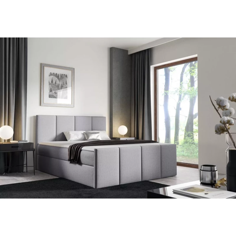 Bett mit Matratze und Lattenrost LOLA – 140 x 220 cm, hellgrau 2 + Topper GRATIS