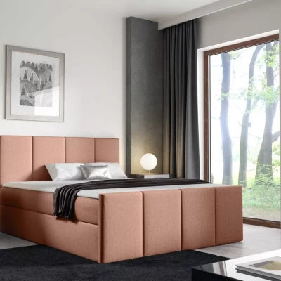 Bett mit Matratze und Lattenrost LOLA – 140 x 220 cm, Lachsfarben + GRATIS Matratzenauflage