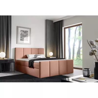 Bett mit Matratze und Lattenrost LOLA – 140 x 220 cm, Lachsfarben + GRATIS Matratzenauflage