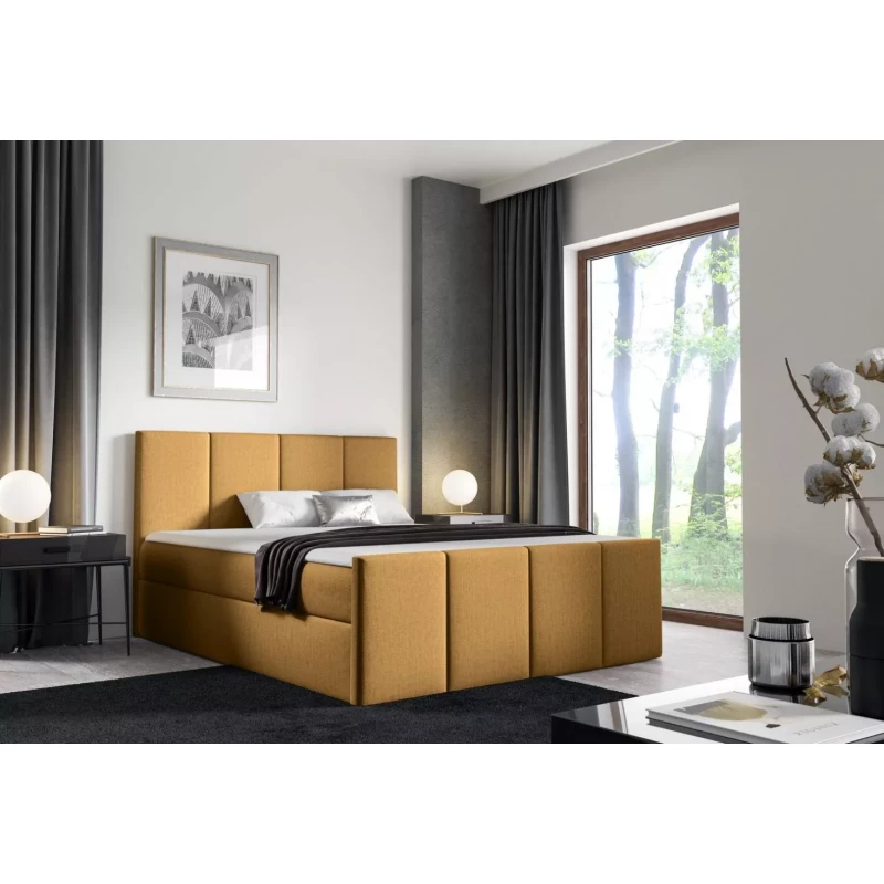 Bett mit Matratze und Lattenrost LOLA - 140x220, gelb 2 + Topper GRATIS