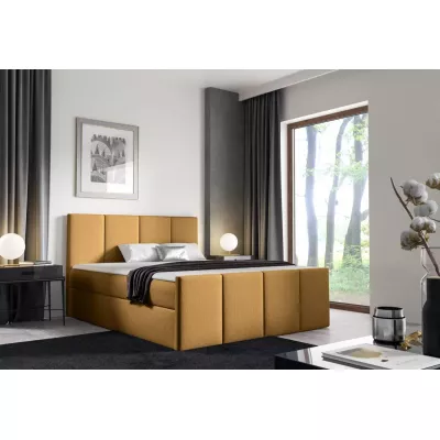 Bett mit Matratze und Lattenrost LOLA - 140x220, gelb 2 + Topper GRATIS