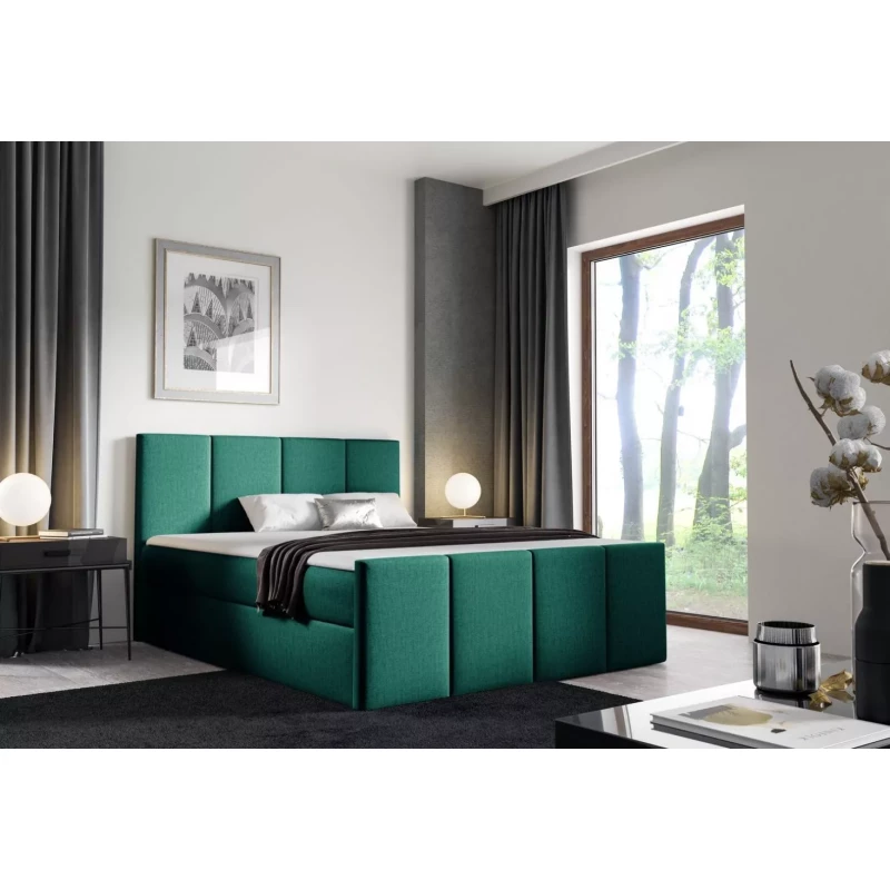 Bett mit Matratze und Lattenrost LOLA – 140 x 220 cm, grün 2 + Topper GRATIS