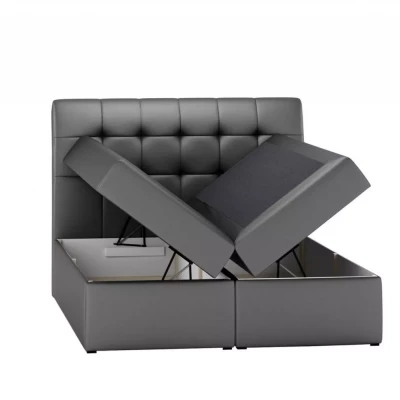 Bett mit Matratze und Lattenrost LOLA – 140 x 220 cm, schwarzes Öko-Leder + GRATIS Matratzenauflage
