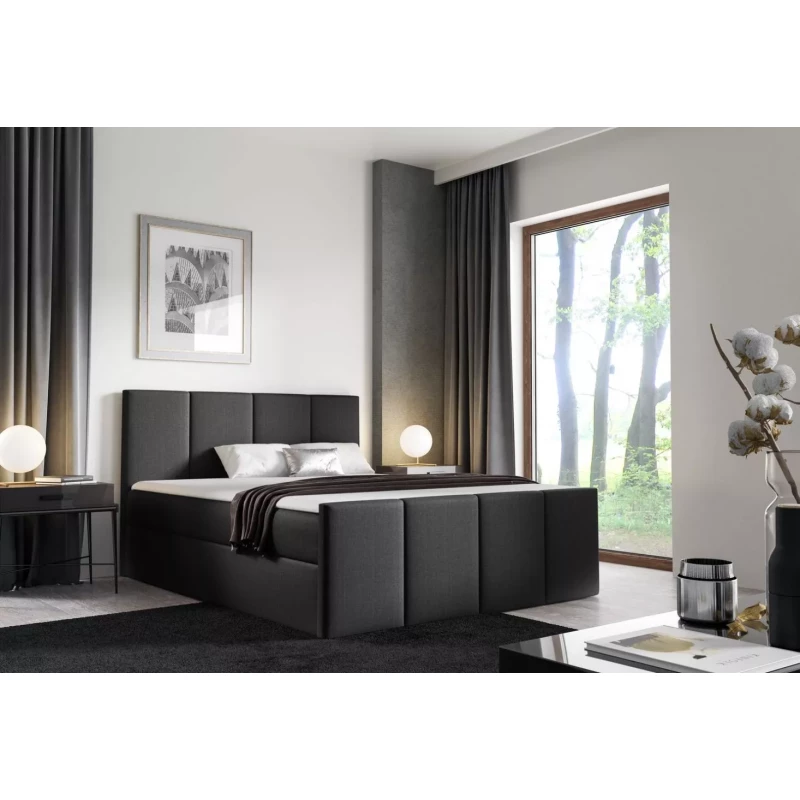 Bett mit Matratze und Lattenrost LOLA – 140 x 220 cm, schwarz + GRATIS Matratzenauflage