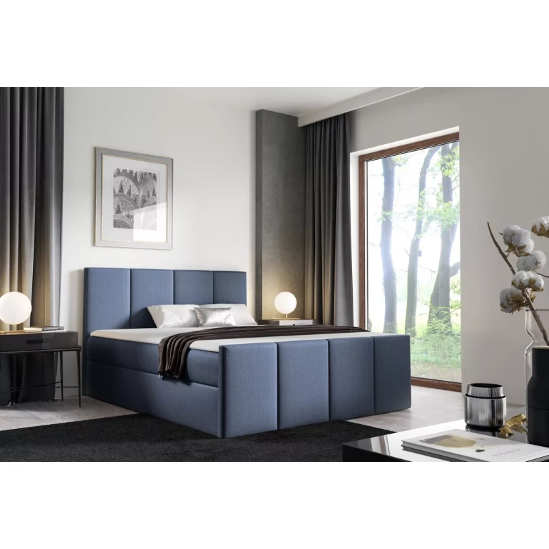 Bett mit Matratze und Lattenrost LOLA – 140 x 220 cm, grau-blau + GRATIS Matratzenauflage
