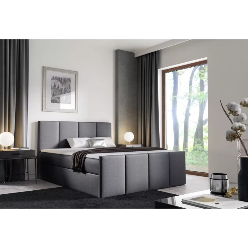 Bett mit Matratze und Lattenrost LOLA – 140 x 220 cm, grau 1 + Matratzenauflage GRATIS