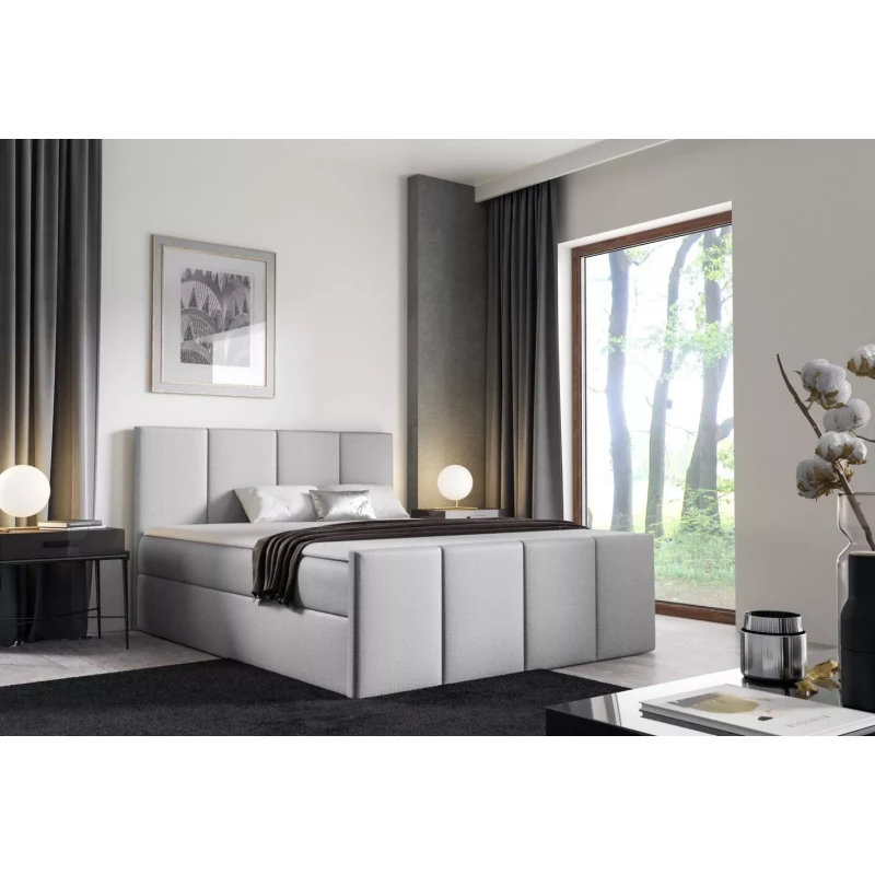 Bett mit Matratze und Lattenrost LOLA – 140 x 220 cm, hellgrau + GRATIS Matratzenauflage