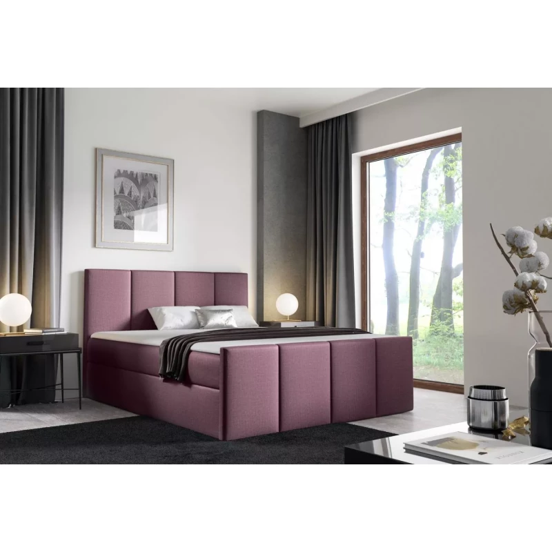 Bett mit Matratze und Lattenrost LOLA – 140 x 220 cm, lila 1 + GRATIS Matratzenauflage