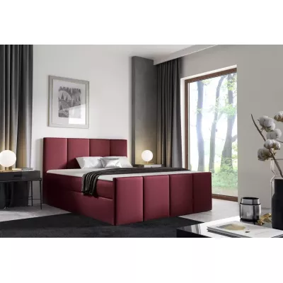 Bett mit Matratze und Lattenrost LOLA – 140 x 220 cm, rot 1 + GRATIS Matratzenauflage