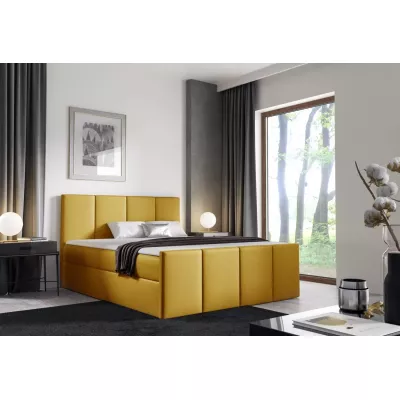 Bett mit Matratze und Lattenrost LOLA – 140 x 220 cm, gelb 1 + GRATIS Matratzenauflage