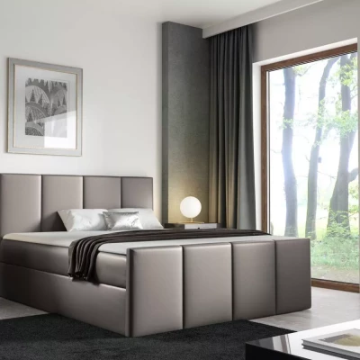 Bett mit Matratze und Lattenrost LOLA – 120 x 220 cm, graues Öko-Leder + GRATIS Matratzenauflage