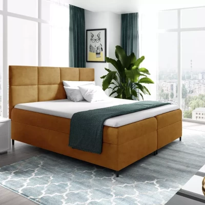 Boxspringbett mit Stauraum BRIGITA – 120 x 220 cm, gelb + GRATIS Matratzenauflage