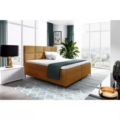 Boxspringbett mit Stauraum BRIGITA – 120 x 220 cm, gelb + GRATIS Matratzenauflage