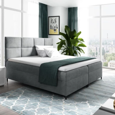 Boxspringbett mit Stauraum BRIGITA – 120 x 220 cm, grau + GRATIS Matratzenauflage