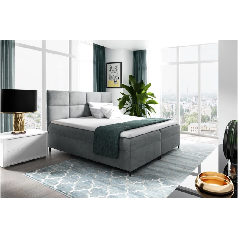 Boxspringbett mit Stauraum BRIGITA – 120 x 220 cm, grau + GRATIS Matratzenauflage