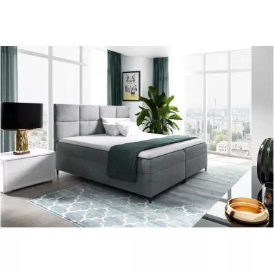 Boxspringbett mit Stauraum BRIGITA – 120 x 220 cm, grau + GRATIS Matratzenauflage