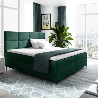 Boxspringbett mit Stauraum BRIGITA – 120 x 220 cm, grün + GRATIS Matratzenauflage