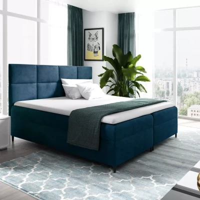 Boxspringbett mit Stauraum BRIGITA – 120 x 220 cm, blau + GRATIS Matratzenauflage