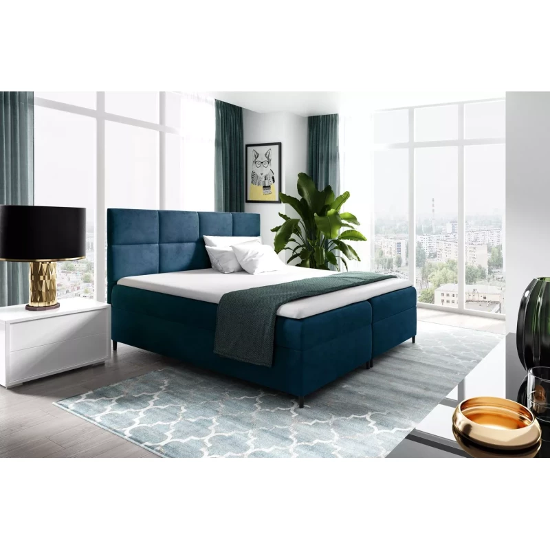 Boxspringbett mit Stauraum BRIGITA – 120 x 220 cm, blau + GRATIS Matratzenauflage