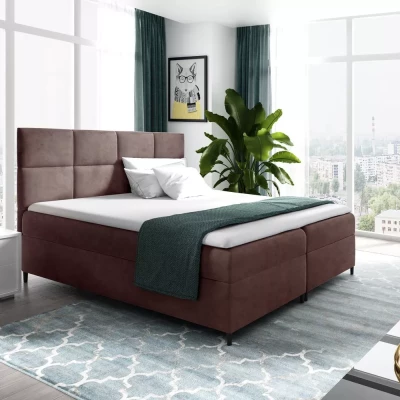 Boxspringbett mit Stauraum BRIGITA – 120 x 220 cm, braun 2 + GRATIS Matratzenauflage