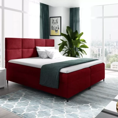 Boxspringbett mit Stauraum BRIGITA – 120 x 220 cm, rot + GRATIS Matratzenauflage