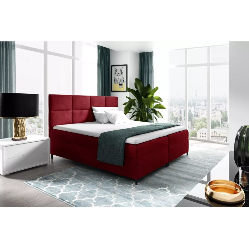 Boxspringbett mit Stauraum BRIGITA – 120 x 220 cm, rot + GRATIS Matratzenauflage
