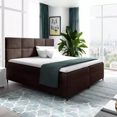 Boxspringbett mit Stauraum BRIGITA – 120 x 220 cm, braun 1 + GRATIS Matratzenauflage