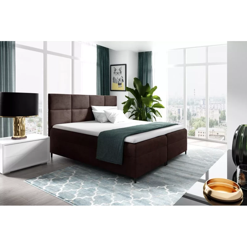 Boxspringbett mit Stauraum BRIGITA – 120 x 220 cm, braun 1 + GRATIS Matratzenauflage