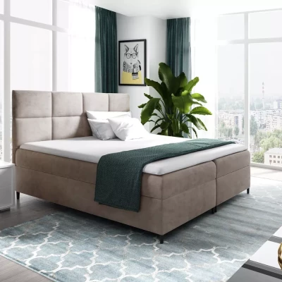 Boxspringbett mit Stauraum BRIGITA – 120 x 220 cm, beige + GRATIS Matratzenauflage