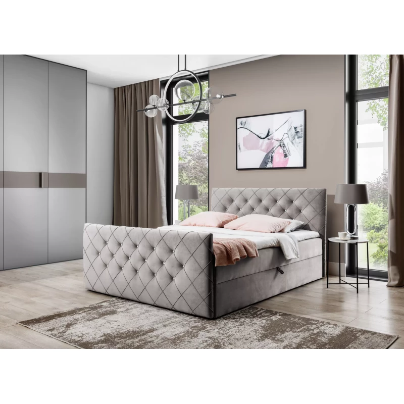 Boxspringbett LENKA – 200 x 220 cm, Cappuccino + GRATIS Matratzenauflage