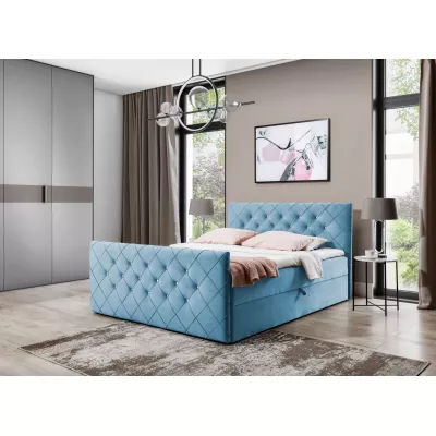 Boxspringbett LENKA – 200 x 220 cm, hellblau + GRATIS Matratzenauflage
