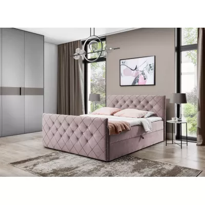 Boxspringbett LENKA – 200 x 220 cm, Altrosa + GRATIS Matratzenauflage