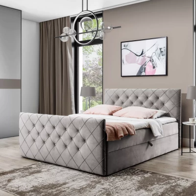 Boxspringbett LENKA – 180 x 220 cm, Cappuccino + GRATIS Matratzenauflage