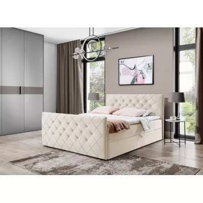 Boxspringbett LENKA – 180 x 220 cm, Creme + GRATIS Matratzenauflage