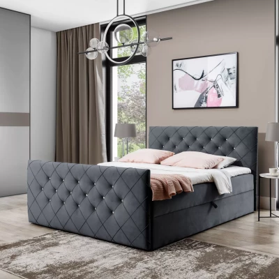 Boxspringbett LENKA – 180 x 220 cm, grau + GRATIS Matratzenauflage