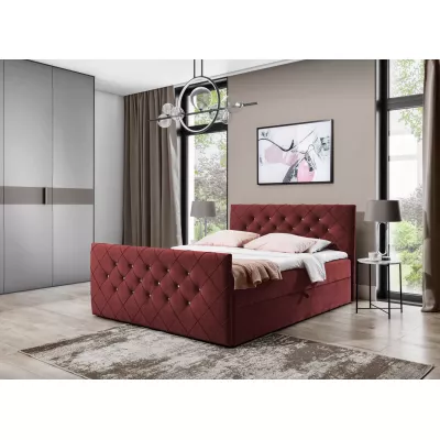 Boxspringbett LENKA – 180 x 220 cm, bordeauxrot + GRATIS Matratzenauflage