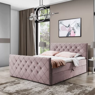 Boxspringbett LENKA – 180 x 220 cm, Altrosa + GRATIS Matratzenauflage