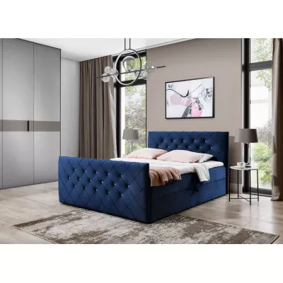 Boxspringbett LENKA – 160 x 220 cm, blau + GRATIS Matratzenauflage
