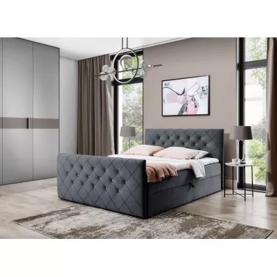 Boxspringbett LENKA – 160 x 220 cm, grau + GRATIS Matratzenauflage
