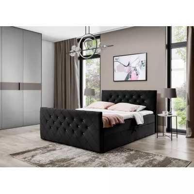 Boxspringbett LENKA – 160 x 220 cm, schwarz + GRATIS Matratzenauflage