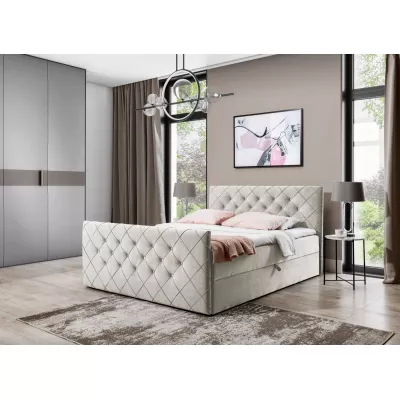 Boxspringbett LENKA – 140 x 220 cm, beige + GRATIS Matratzenauflage