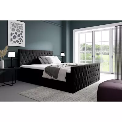 Kontinentales Bett 160x220 TEKLA mit Stauraum - schwarz + GRATIS Matratzenauflage