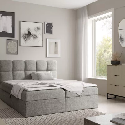 Continental-Bett 200x220 KLONDIKE - Hellgrau + Matratzenauflage
